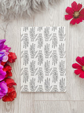 Load image into Gallery viewer, Hamsa Hand Notebook | Designed by Lauren Emmeline | Eco-Friendly 100% Recycled Cover & Pages - Sunbeam Naturals
