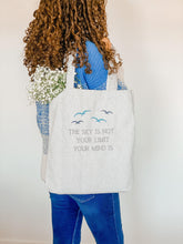 Load image into Gallery viewer, 'The Sky Is Not Your Limit, Your Mind Is' Tote Bag | Mystic Grey - Sunbeam Naturals