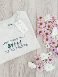 'Grow Through What You Go Through' Sweatshirt | Champagne Heather Grey - Sunbeam Naturals