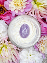 Load image into Gallery viewer, Whipped Body Butter Topped with an Amethyst Crystal | Moonlight Scent - Sunbeam Naturals
