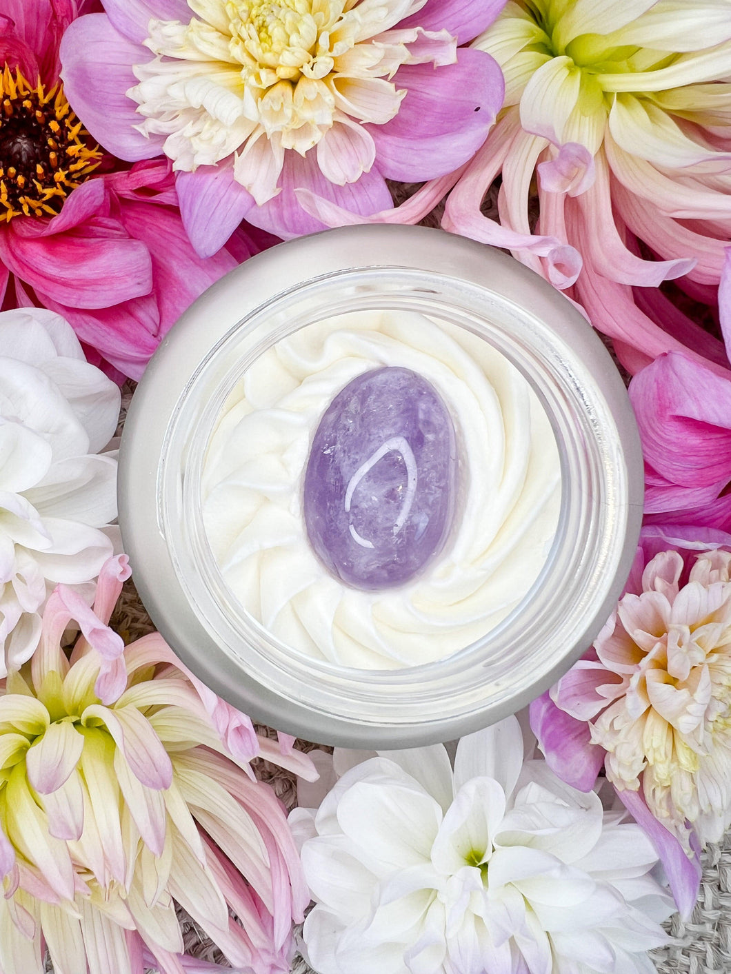 Whipped Body Butter Topped with an Amethyst Crystal | Moonlight Scent - Sunbeam Naturals