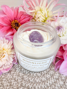 Whipped Body Butter Topped with an Amethyst Crystal | Moonlight Scent - Sunbeam Naturals