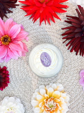 Load image into Gallery viewer, Whipped Body Butter Topped with an Amethyst Crystal | Moonlight Scent - Sunbeam Naturals
