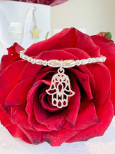 Load image into Gallery viewer, Sterling Silver Hamsa Hand Stacking Bracelet - Sunbeam Naturals
