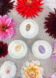 Whipped Body Butter Topped with a Smoky Quartz Crystal |  Hug Scent - Sunbeam Naturals