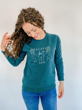 Load image into Gallery viewer, &#39;Create Don&#39;t Hate&#39; Sweatshirt | Heather Forest Green - Sunbeam Naturals
