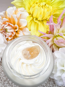 Whipped Body Butter Topped with a Citrine Crystal | Solis Scent - Sunbeam Naturals