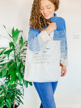 Load image into Gallery viewer, &#39;The Sky Is Not Your Limit, Your Mind Is&#39; Tote Bag | Mystic Grey - Sunbeam Naturals

