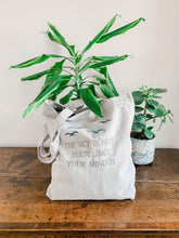 Load image into Gallery viewer, &#39;The Sky Is Not Your Limit, Your Mind Is&#39; Tote Bag | Mystic Grey - Sunbeam Naturals
