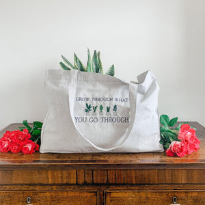 'Grow Through What You Go Through' Large Bag | Mystic Grey - Sunbeam Naturals